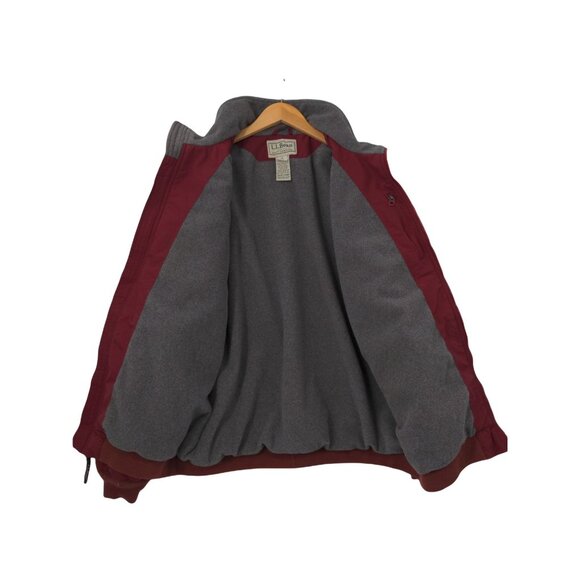LL Bean Jacket Mens L Tall Burgundy Fleece Lined Warm Up Casual Outdoor Gorpcore - Picture 3 of 8